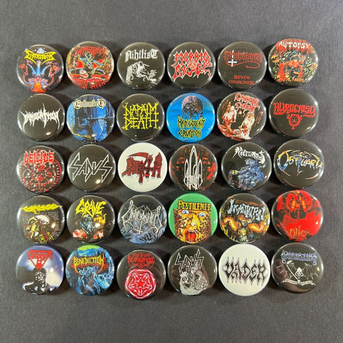 Death metal button - pin, set